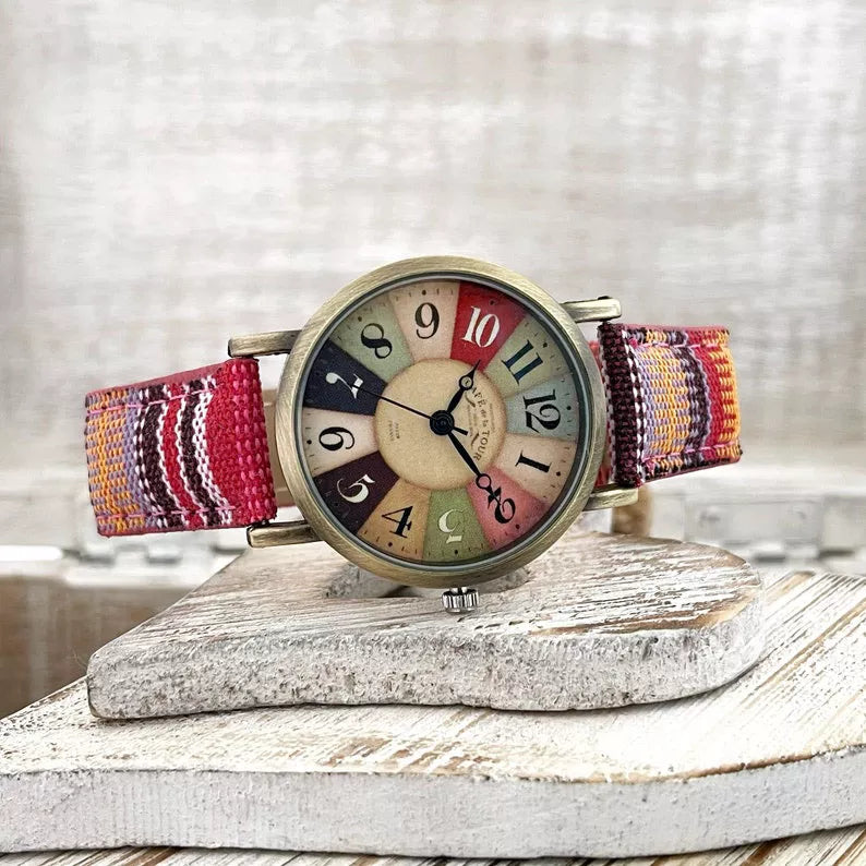 Multicolor Rainbow Pattern Quartz Wrist Watch™