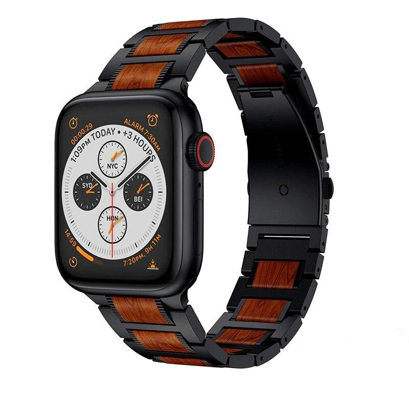 Red Sandalwood Stainless Steel Metal Band for Apple Watch