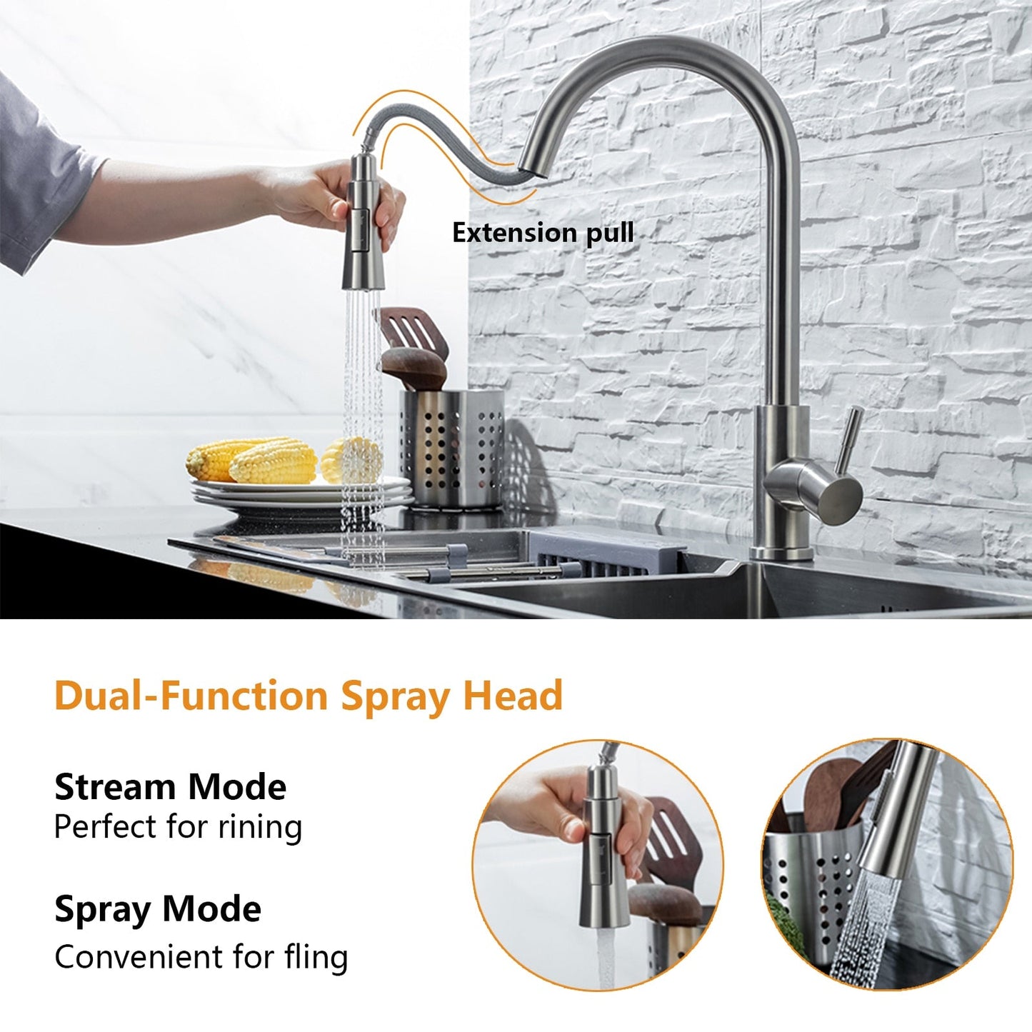 Kitchen Faucet with Pull Out and Sensor