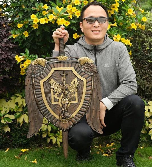 Holy Sword Archangel Michael Shield Wood Carving™