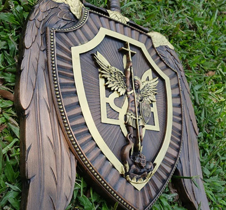 Holy Sword Archangel Michael Shield Wood Carving™