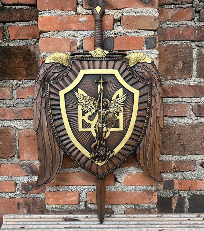 Holy Sword Archangel Michael Shield Wood Carving™