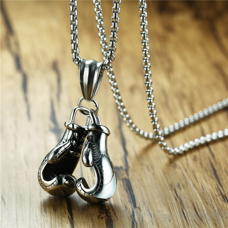 Silver Boxing Gloves Necklace