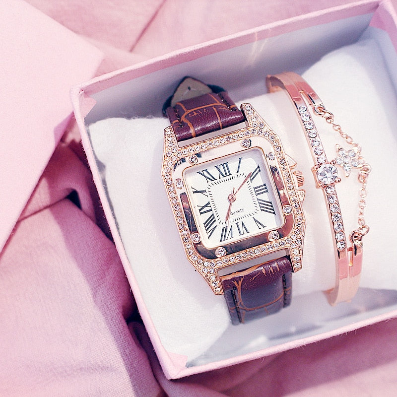 Luxury Women Diamond Watch with FREE Bracelet - Gitelle