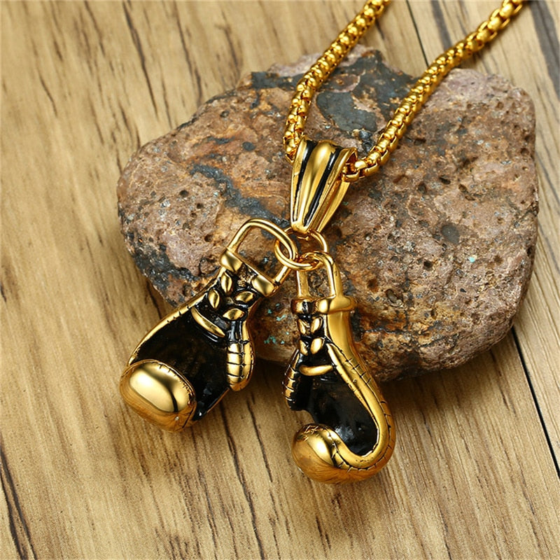 Gold Boxing Gloves Necklace