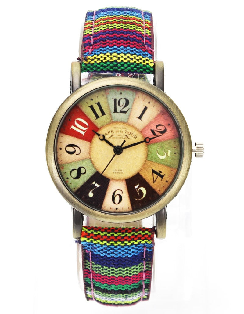 Multicolor Rainbow Pattern Quartz Wrist Watch™