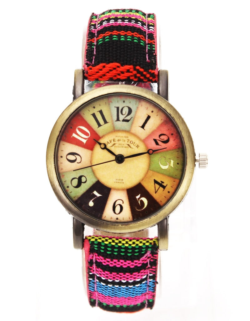 Multicolor Rainbow Pattern Quartz Wrist Watch™