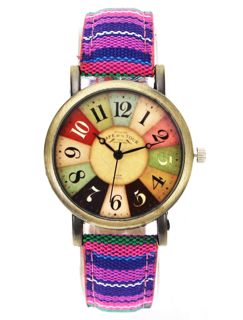 Multicolor Rainbow Pattern Quartz Wrist Watch™