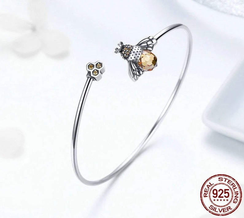 *** NEW 2019 *** Dancing Bees Bangle - 925 Sterling Silver - Gitelle