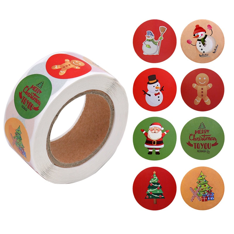 Merry Christmas Stickers - 500 pcs