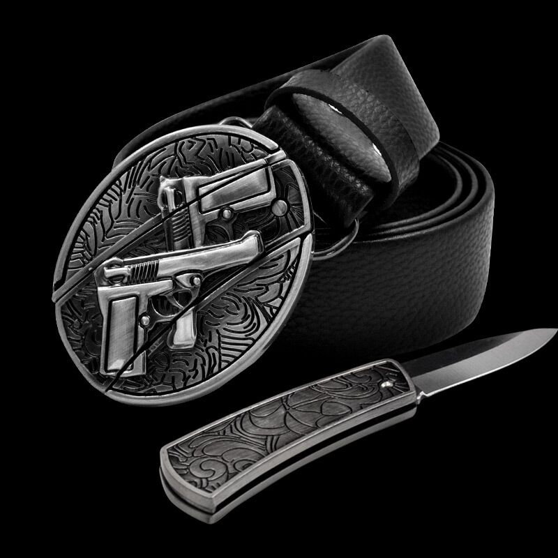 Men’s Fashion Leather Skull Belt With Knife™