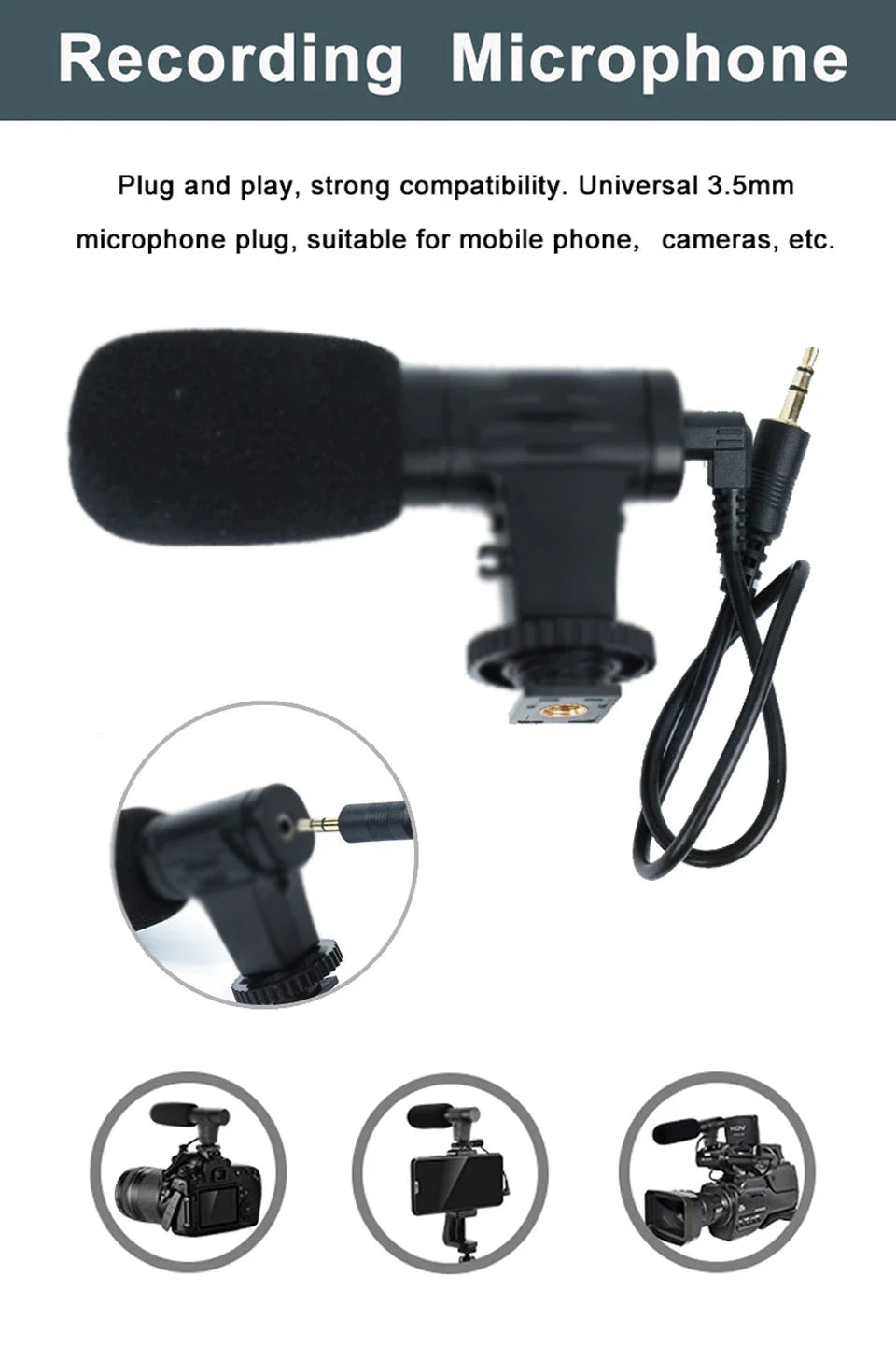 Professional video Microphone kit with Tripod Stand & LED Light™