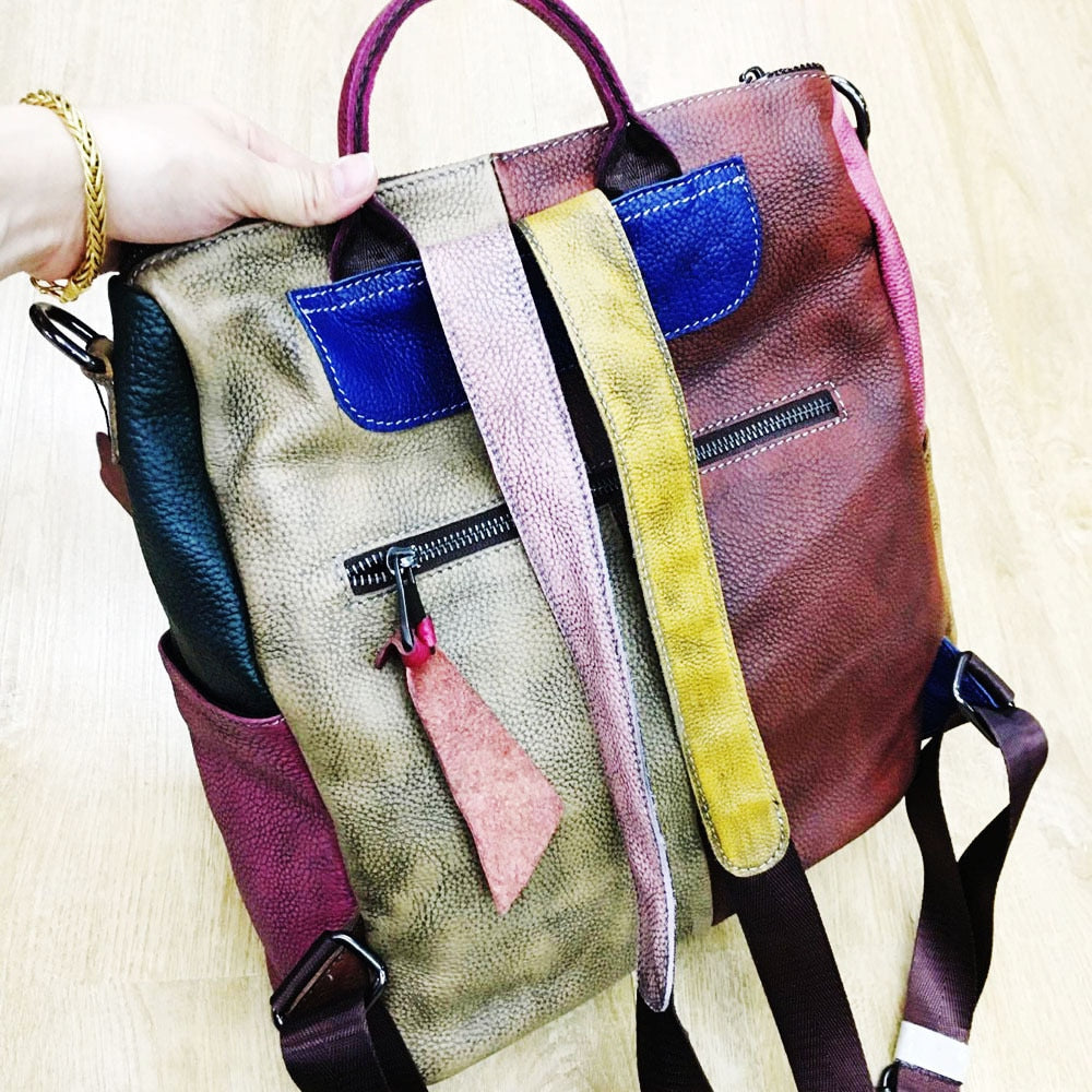 Multicolor Women Leather Zipper Backpack™