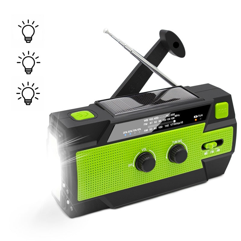 4000mAh Weather Radio with Hand Crank & Solar Charging™