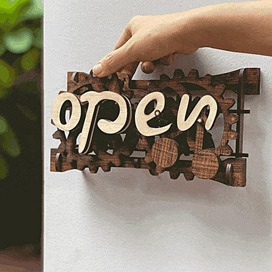 Wood Manual Mechanical Open-Closed Sign™