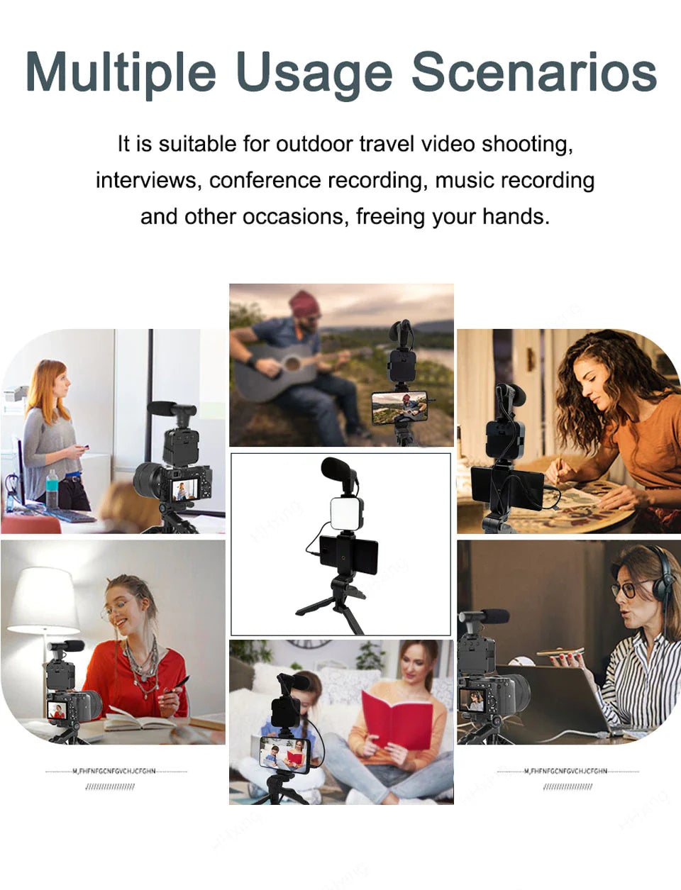 Professional video Microphone kit with Tripod Stand & LED Light™