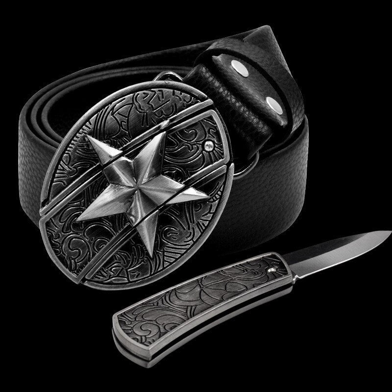 Men’s Fashion Leather Skull Belt With Knife™