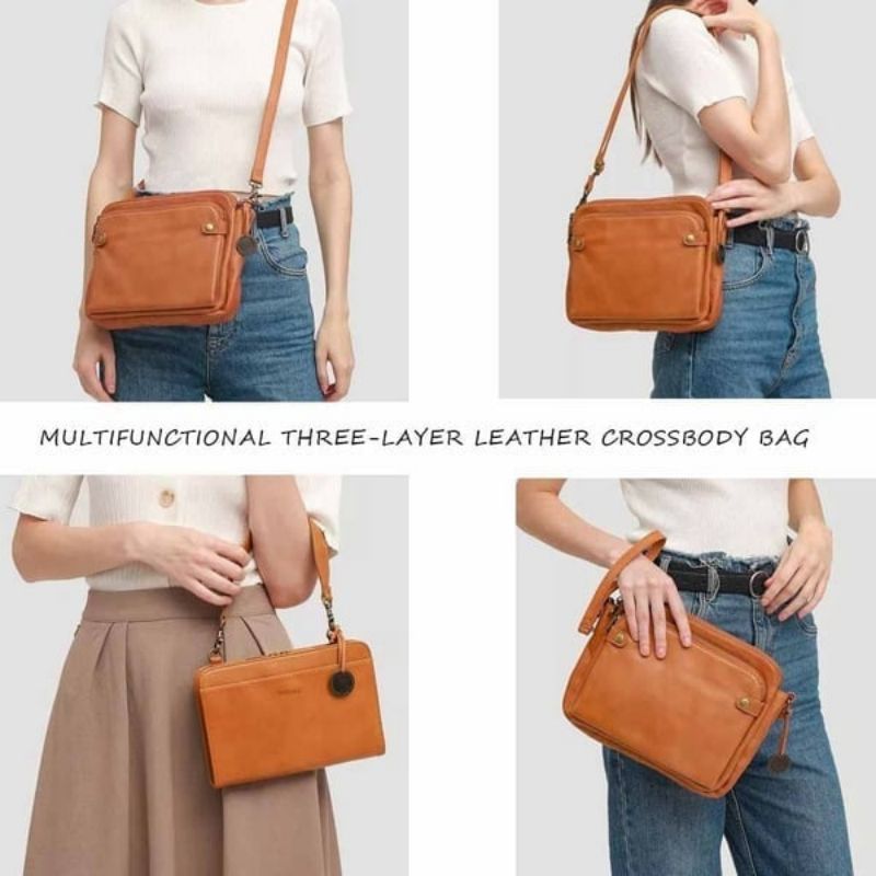 Three-Layer Leather Crossbody Bag™