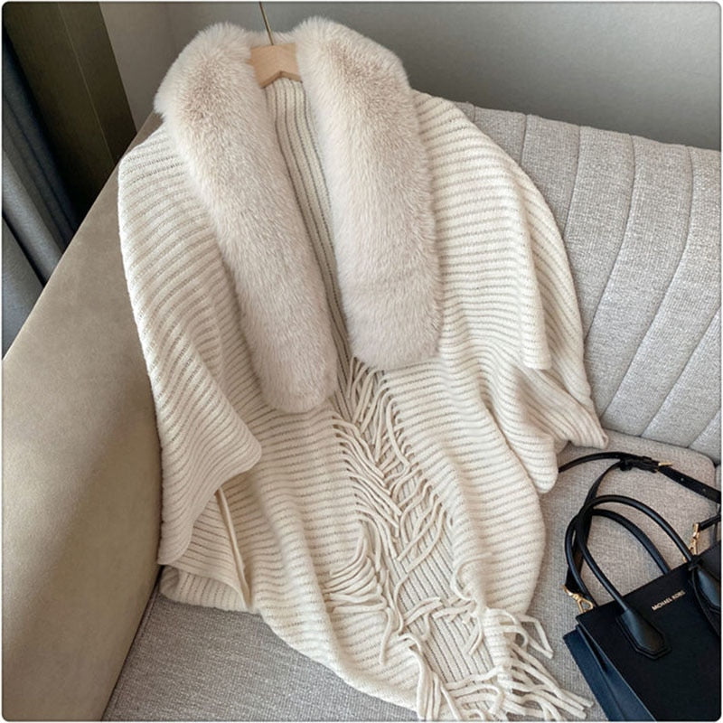 Ladies Knitted Loose Thickened Shawl Coat™