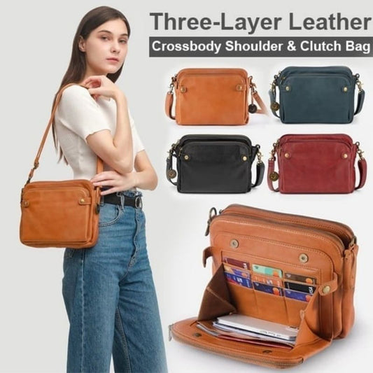 Three-Layer Leather Crossbody Bag™