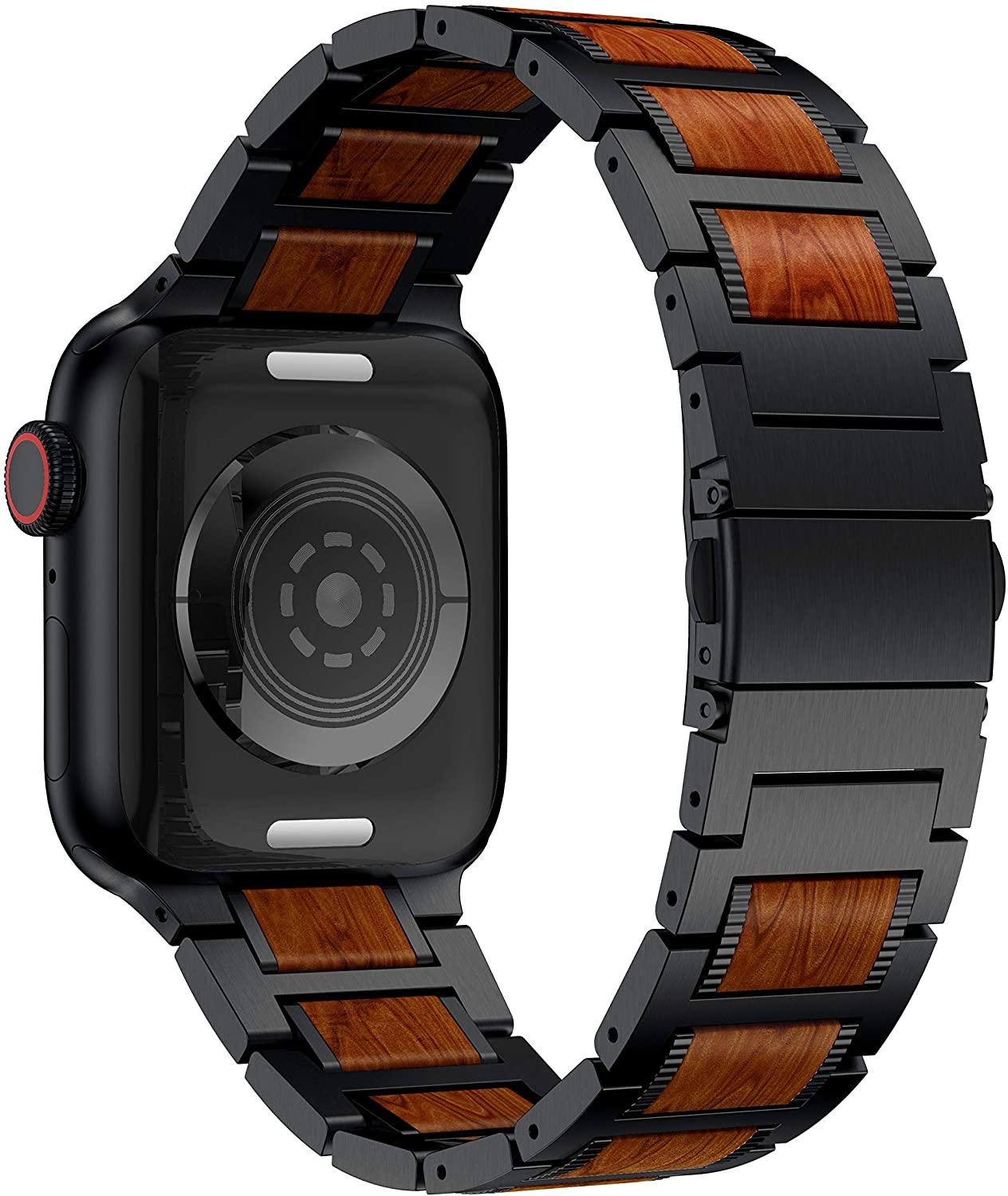 Red Sandalwood Stainless Steel Metal Band for Apple Watch