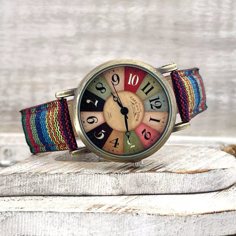 Multicolor Rainbow Pattern Quartz Wrist Watch™