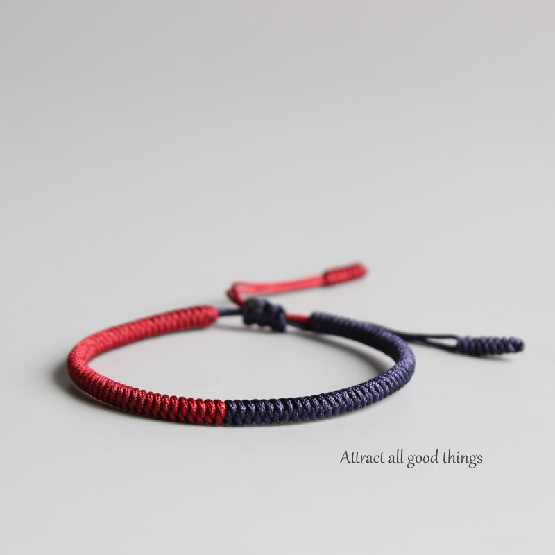 Handmade Tibetan Lucky Knots Bracelet - blue, red, golden mix - Gitelle