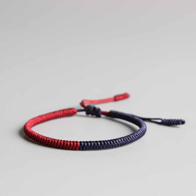 Handmade Tibetan Lucky Knots Bracelet - blue, red, golden mix - Gitelle