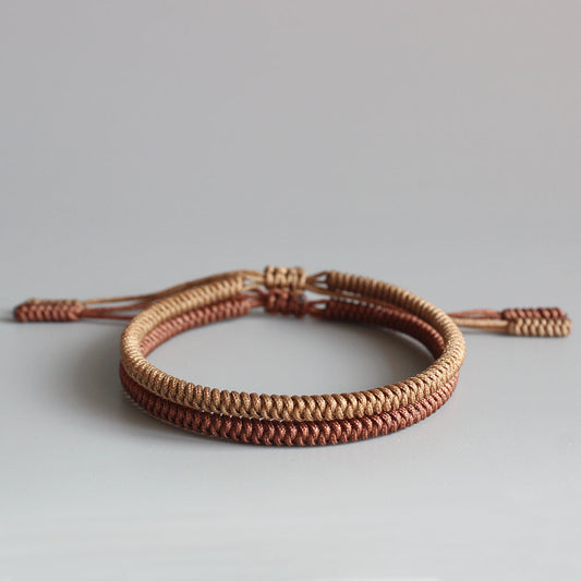 Handmade Tibetan Lucky Knots Bracelet - dream brown, dream khaki - Gitelle