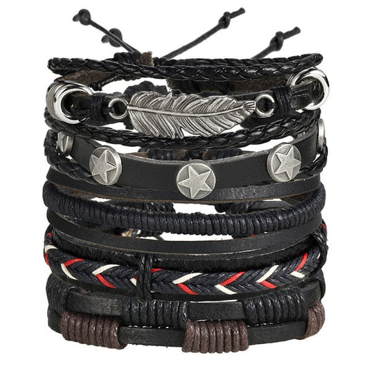 High Quality Multilayer Leather Bracelet Feather - Gitelle