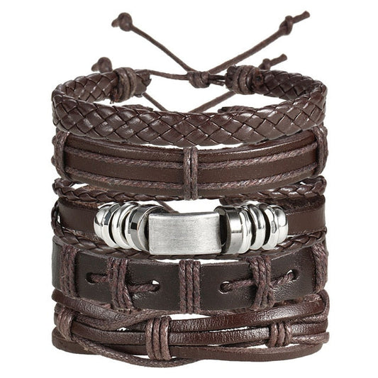 High Quality Multilayer Leather Bracelet Brown - Gitelle