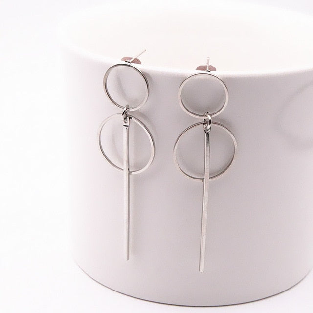 Simple Long Circle Earrings - Gitelle