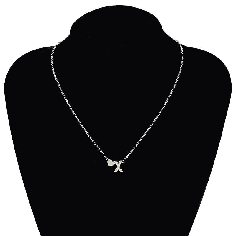 Tiny Dainty Heart Initial Necklace - Gitelle