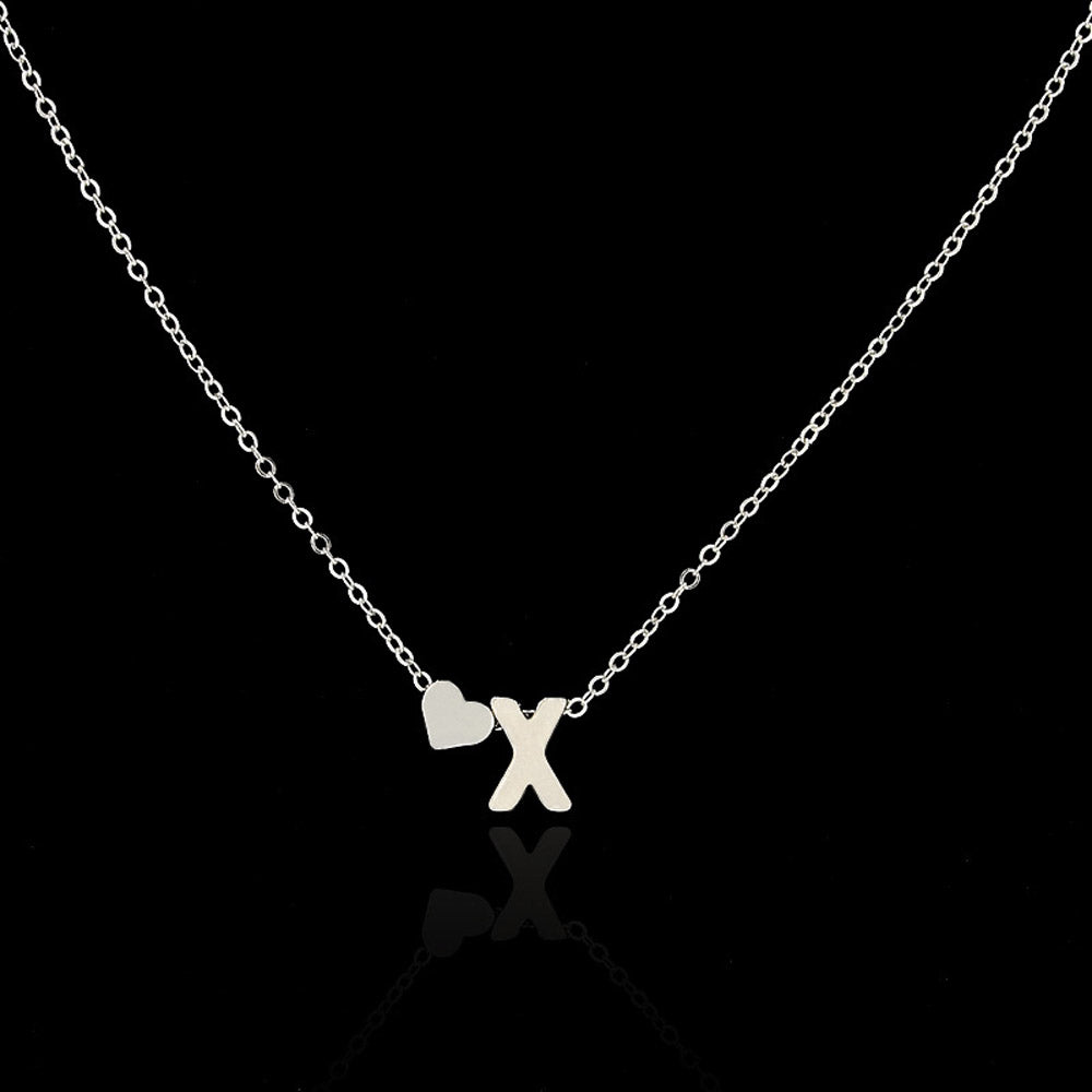 Tiny Dainty Heart Initial Necklace - Gitelle