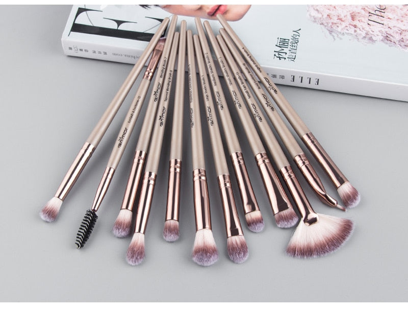 Anmor Pro Makeup Brushes Set 12 pcs - Gitelle